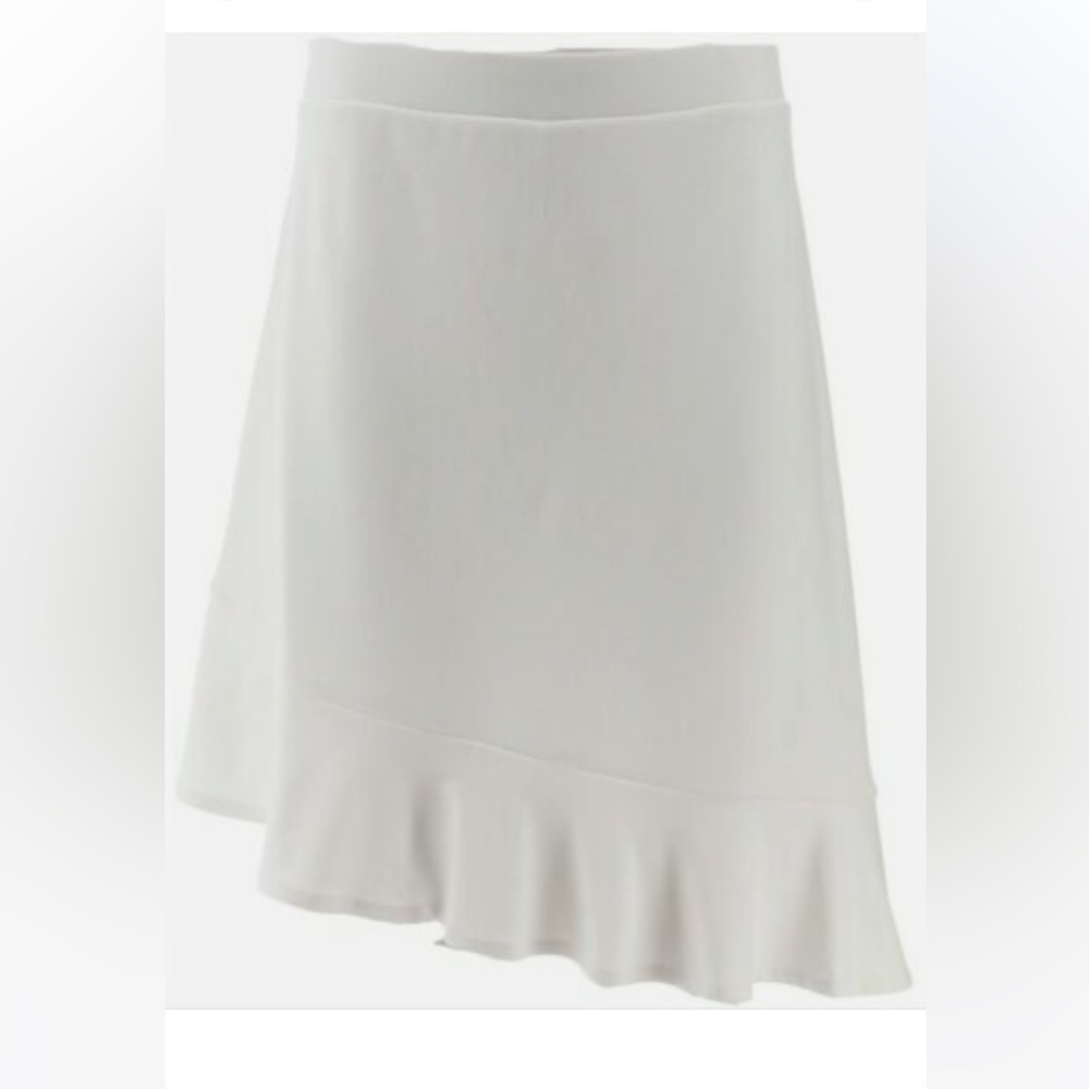 Isaac Mizrahi Live! Pebble Knit Asymmetric Hem Skort-A354826-NEW White XXS